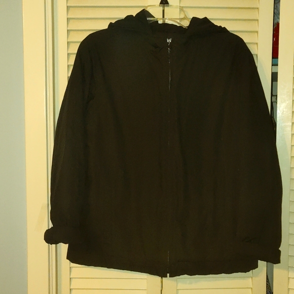 GAP Lrg Black LS Hooded Parka/Rain Coat. - Picture 6 of 9